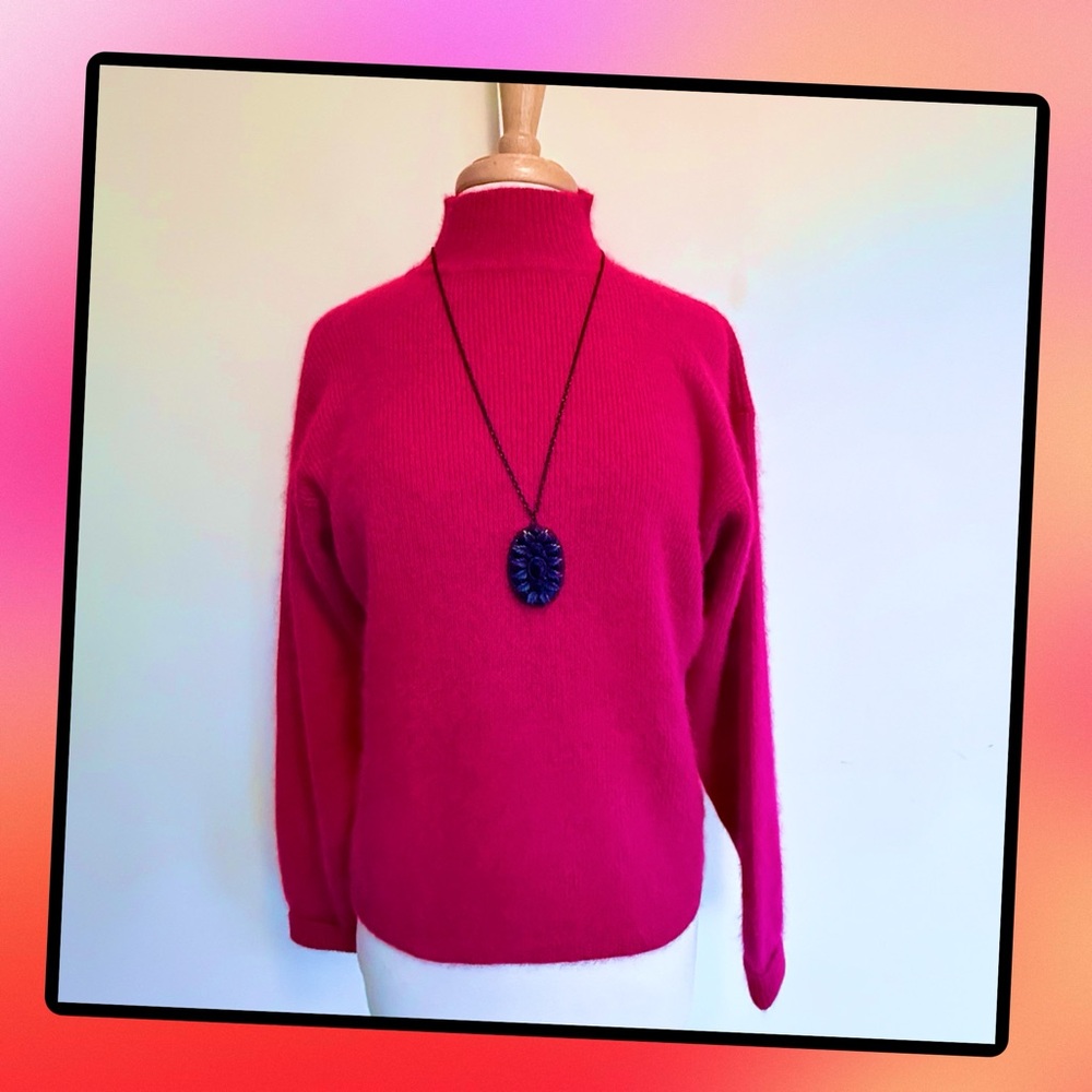 EXCELLENT🩷❤️ Vintage Argenti Pink Red Lambswool Angora Blend Thick Fuzzy Sweater